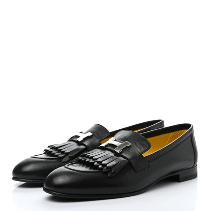 Hermes Goatskin Womens Royal Loafers 38 Black 6 of 20