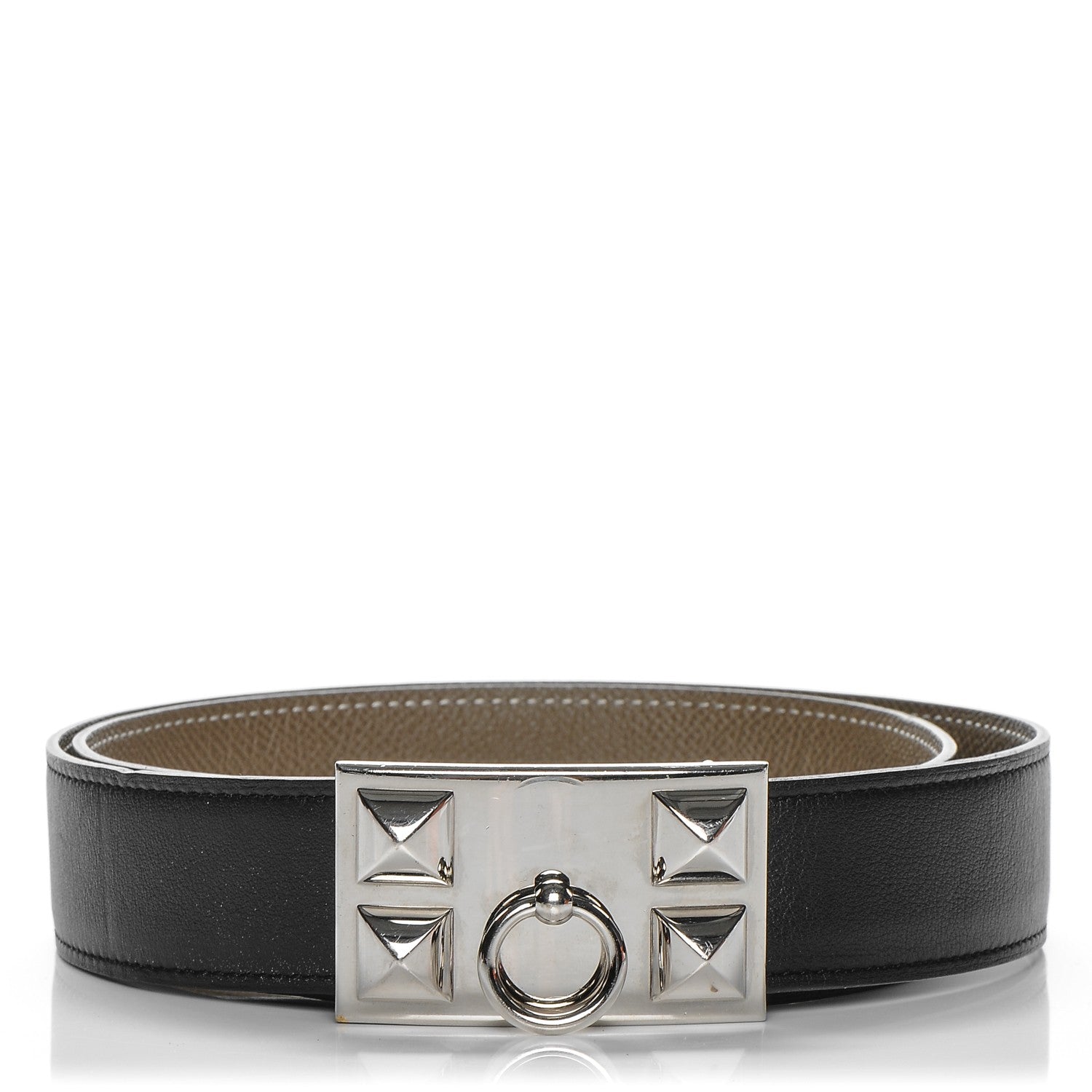 Hermes Swift Epsom 32mm Collier De Chien CDC Belt 85 Black Etoupe 1 of 10