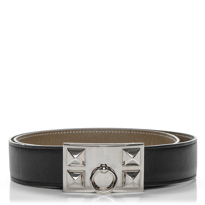 Hermes Swift Epsom 32mm Collier De Chien CDC Belt 85 Black Etoupe 1 of 10