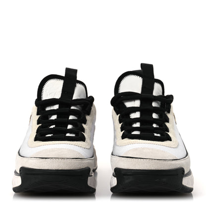Chanel Velvet Calfskin Mixed Fibers CC Sneakers 38 Ivory Black 3 of 11