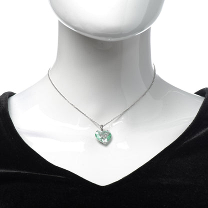 Chopard 18K White Gold Diamond Crystal So Happy Heart Pendant Necklace Green 2 of 5