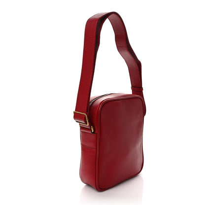 Gucci Grained Calfskin Logo Messenger Bag Hibiscus Red 3 of 9