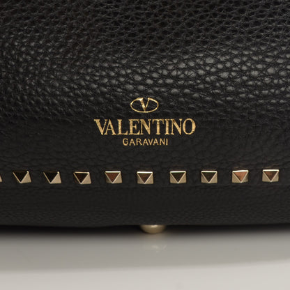 Valentino Garavani Alce Printed Calfskin Medium Rockstud Tote Black 7 of 10