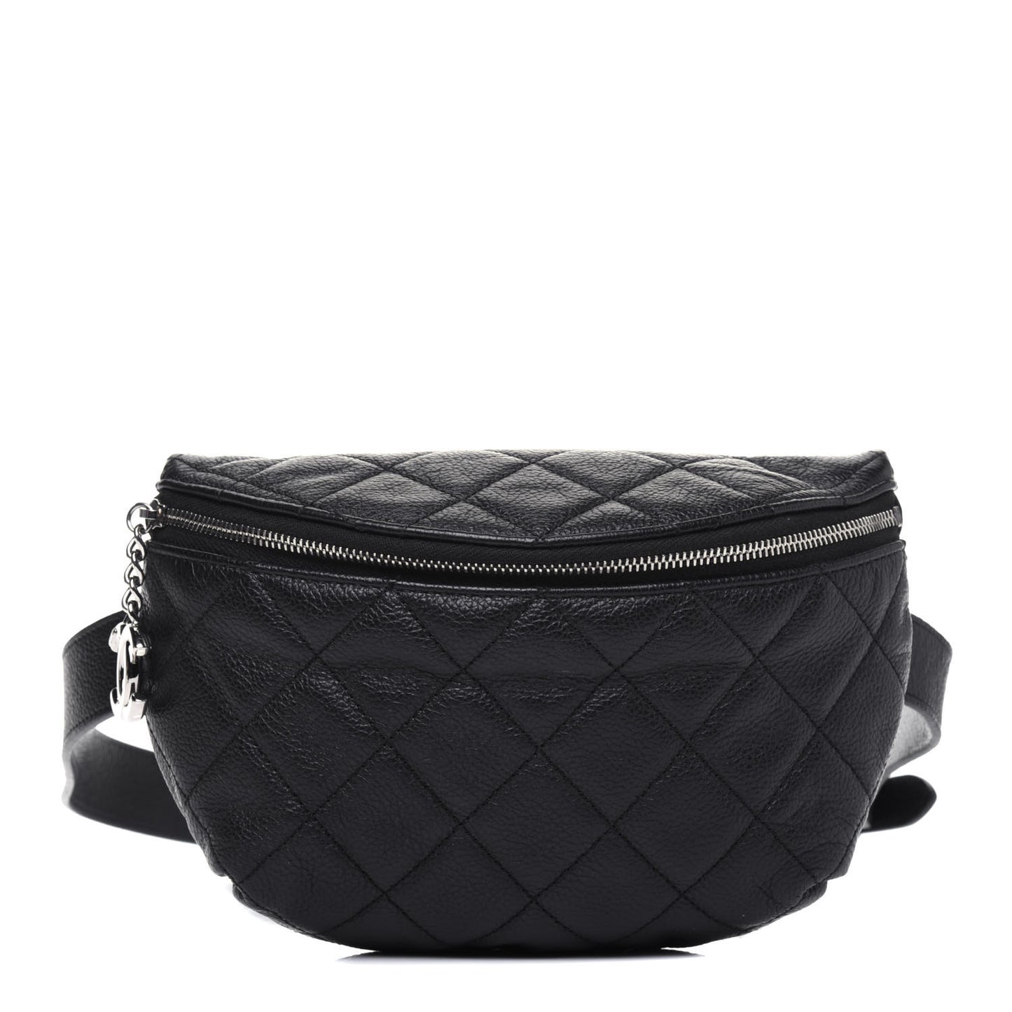 Grained Calfskin Quilted Waist Belt Bag Black
