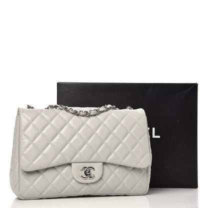 Chanel Washed Caviar Jumbo Single Flap Grey 9 of 9