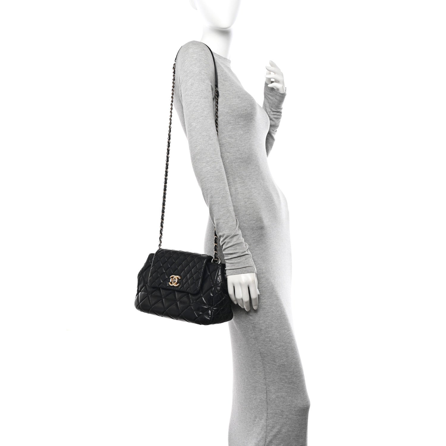 Chanel Glazed Calfskin Quilted Medium Daily Walk Flap Black 2 of 16