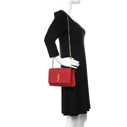 Saint Laurent Grain De Poudre Medium Monogram Kate Satchel Rouge Eros 2 of 9