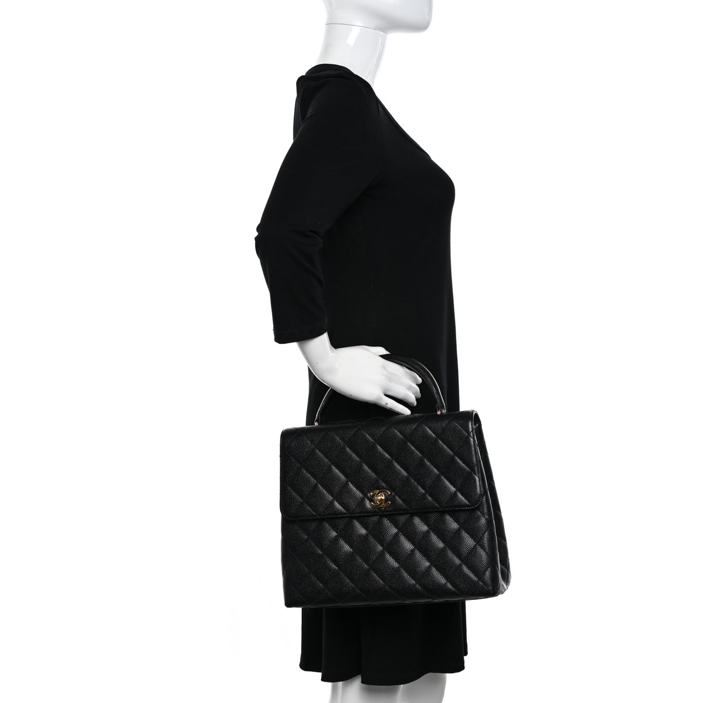Caviar Quilted Jumbo Kelly Flap Black