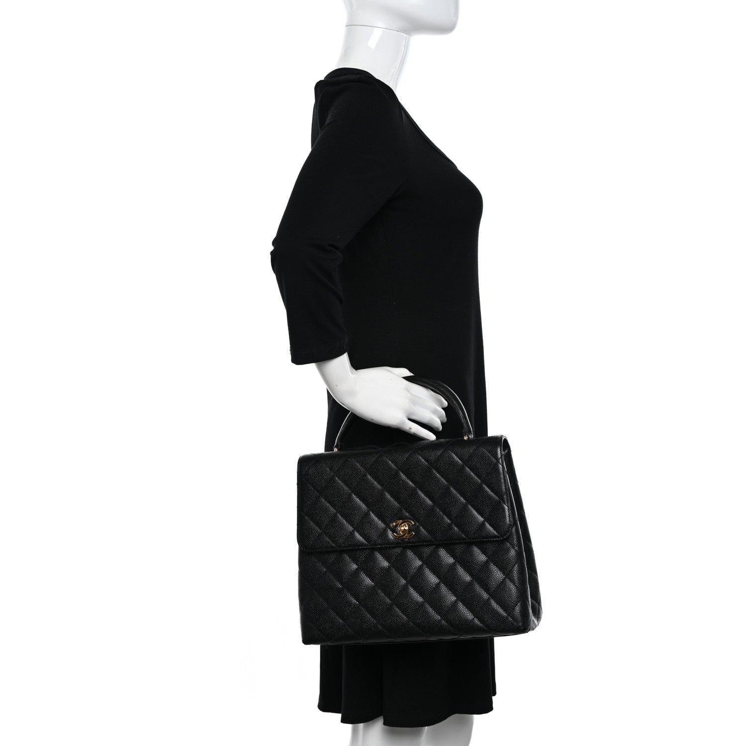 Chanel Caviar Quilted Jumbo Kelly Flap Black 2 of 10