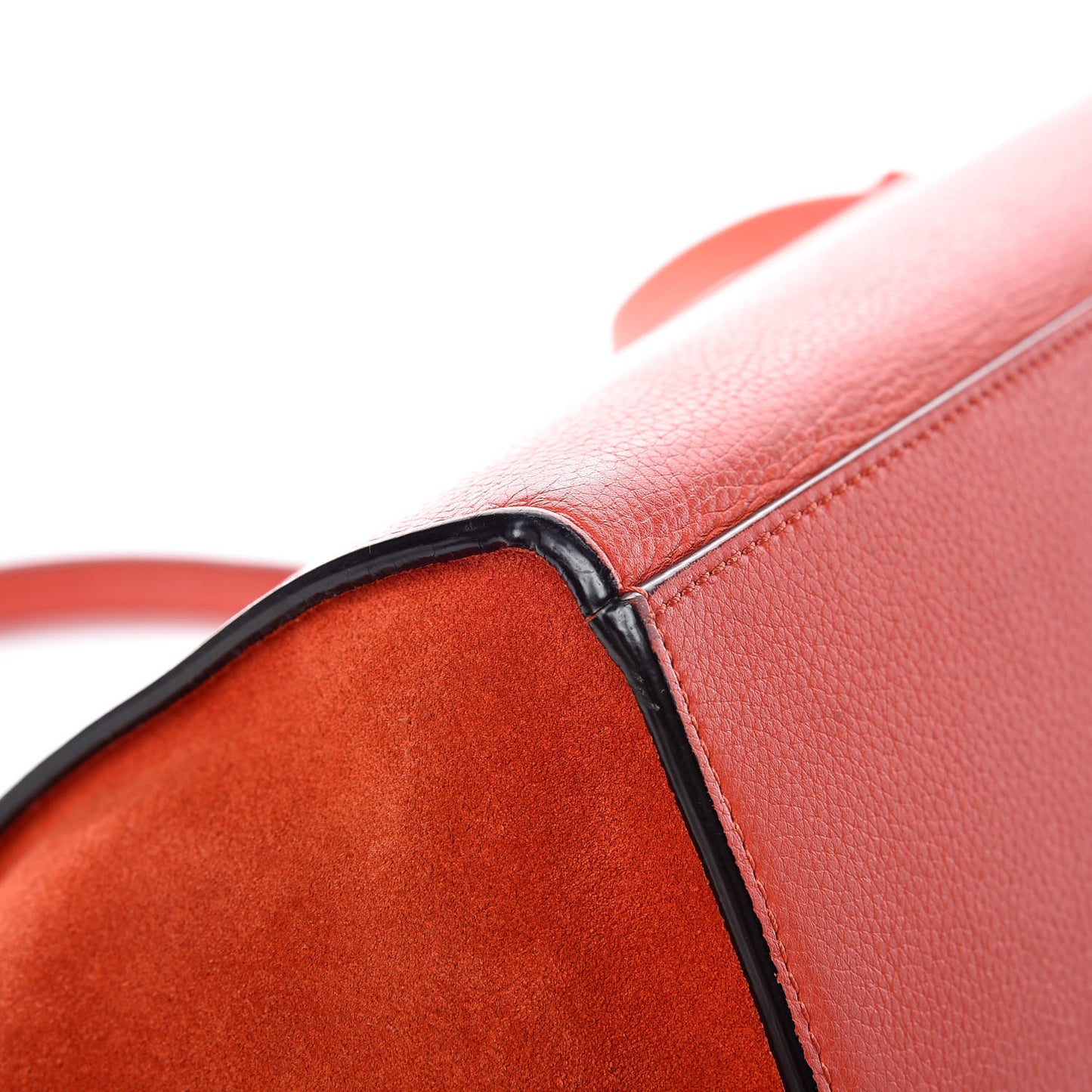Drummed Calfskin Suede Medium Trapeze Vermillion