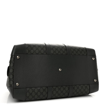 Gucci GG Supreme Monogram Textured Dollar Calfskin Large Savoy Duffle Bag Grey Black Graphite Grey 3 of 9