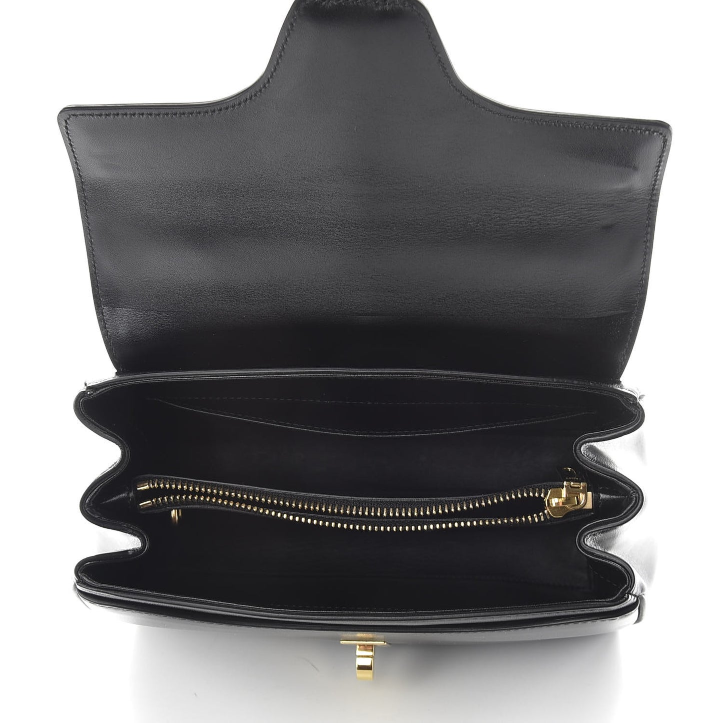 Satinated Calfskin Small 16 Top Handle Bag Black