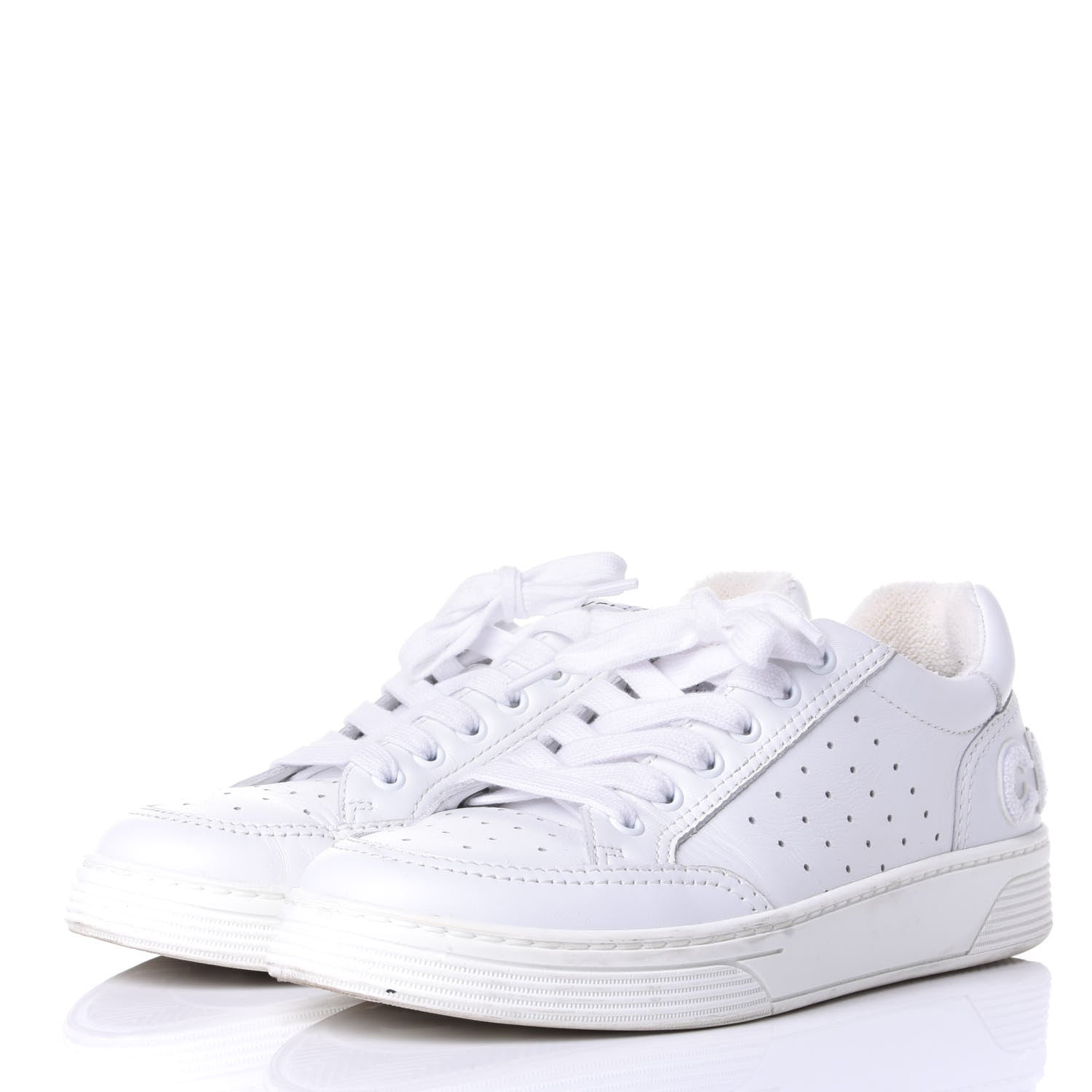 Chanel Calfskin Womens Logo Sneakers 38 White 3 of 10