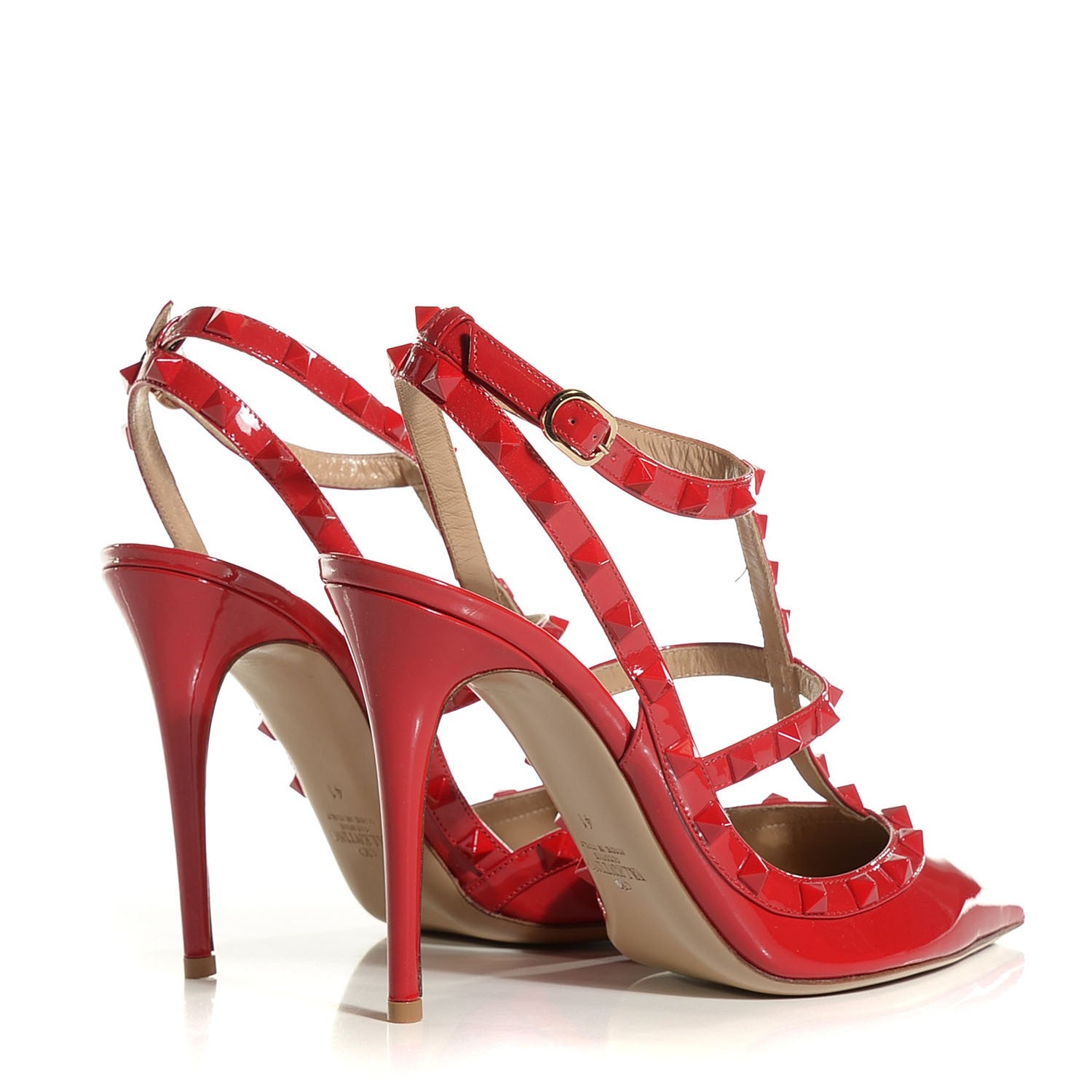 Valentino Garavani Patent Monochrome Rockstud Ankle Strap 100mm Pumps 41 Rosso Valentino 4 of 6