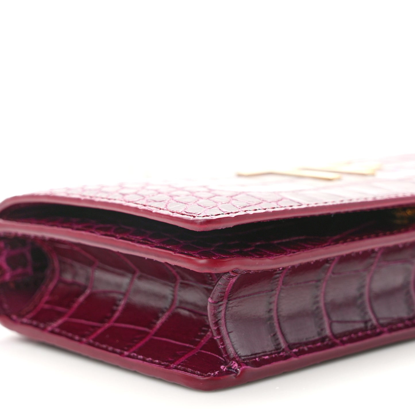 Crocodile Embossed Calfskin TF Mini Bag Cranberry