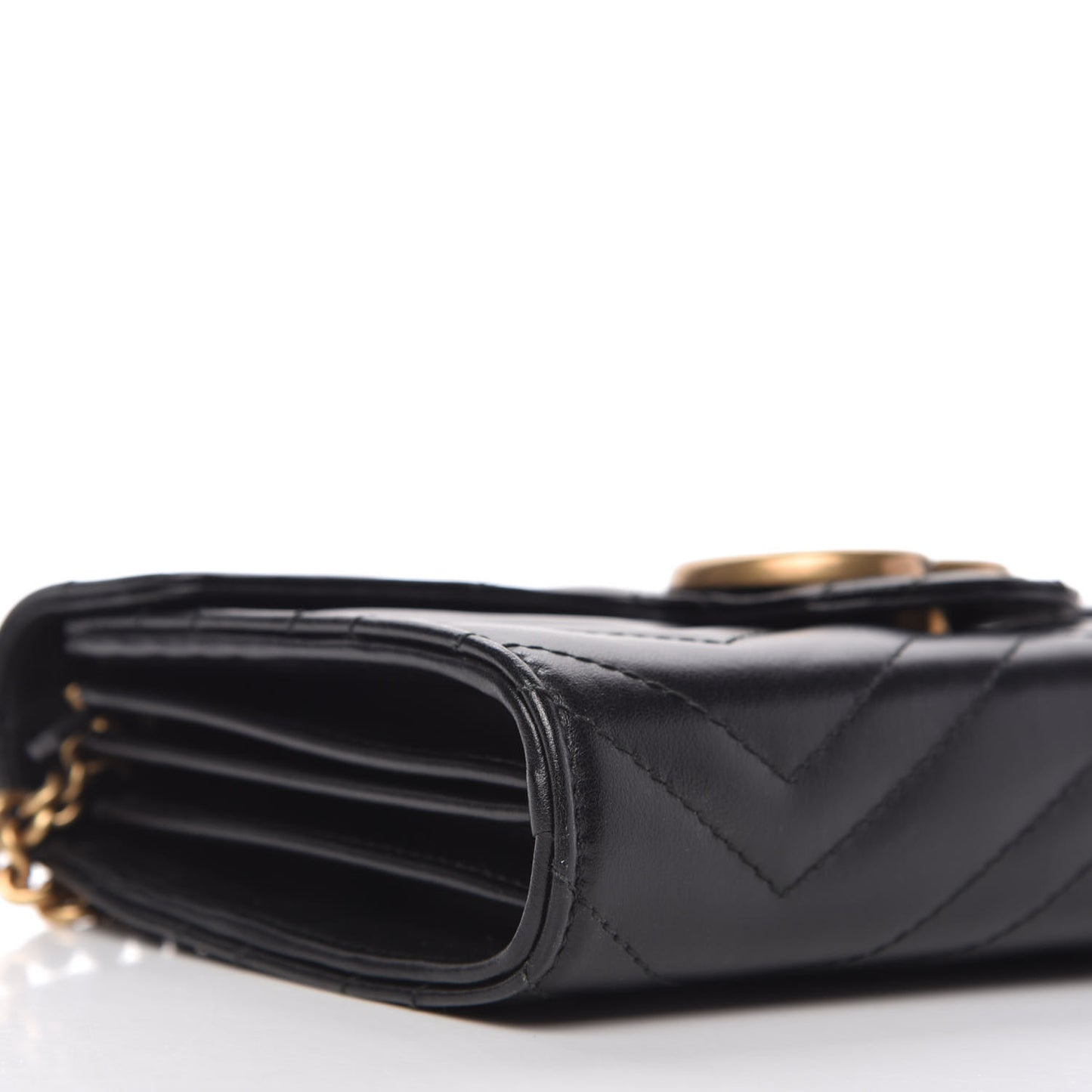 Calfskin Matelasse GG Marmont Chain Wallet Black
