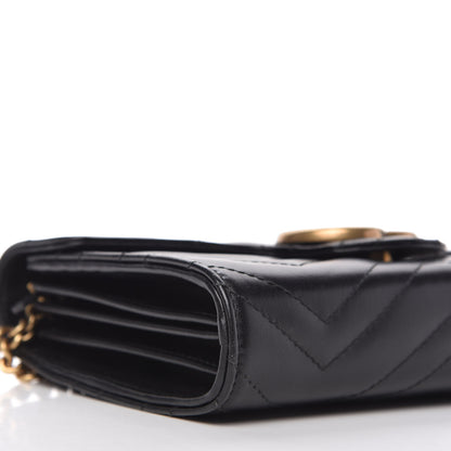 Gucci Calfskin Matelasse GG Marmont Chain Wallet Black 6 of 10