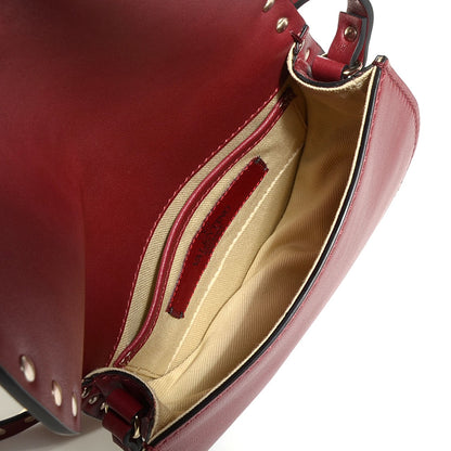 Valentino Garavani Vitello Rockstud Halfmoon Saddle Bag Maroon 5 of 8