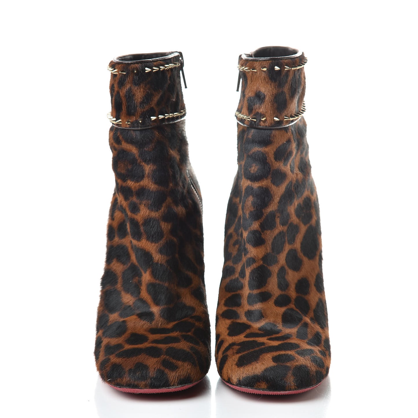 Pony Dark Leopard Cadra Spiked 100 Booties 37 Brown