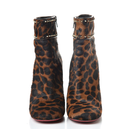 Christian Louboutin Pony Dark Leopard Cadra Spiked 100 Booties 37 Brown 2 of 13