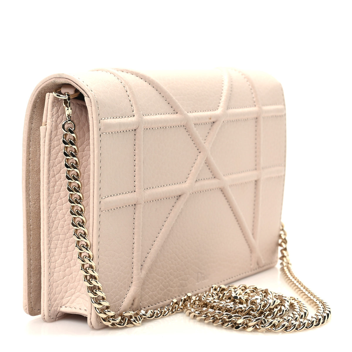 Grained Calfskin Diorama Wallet on Chain Pouch Rose Poudre