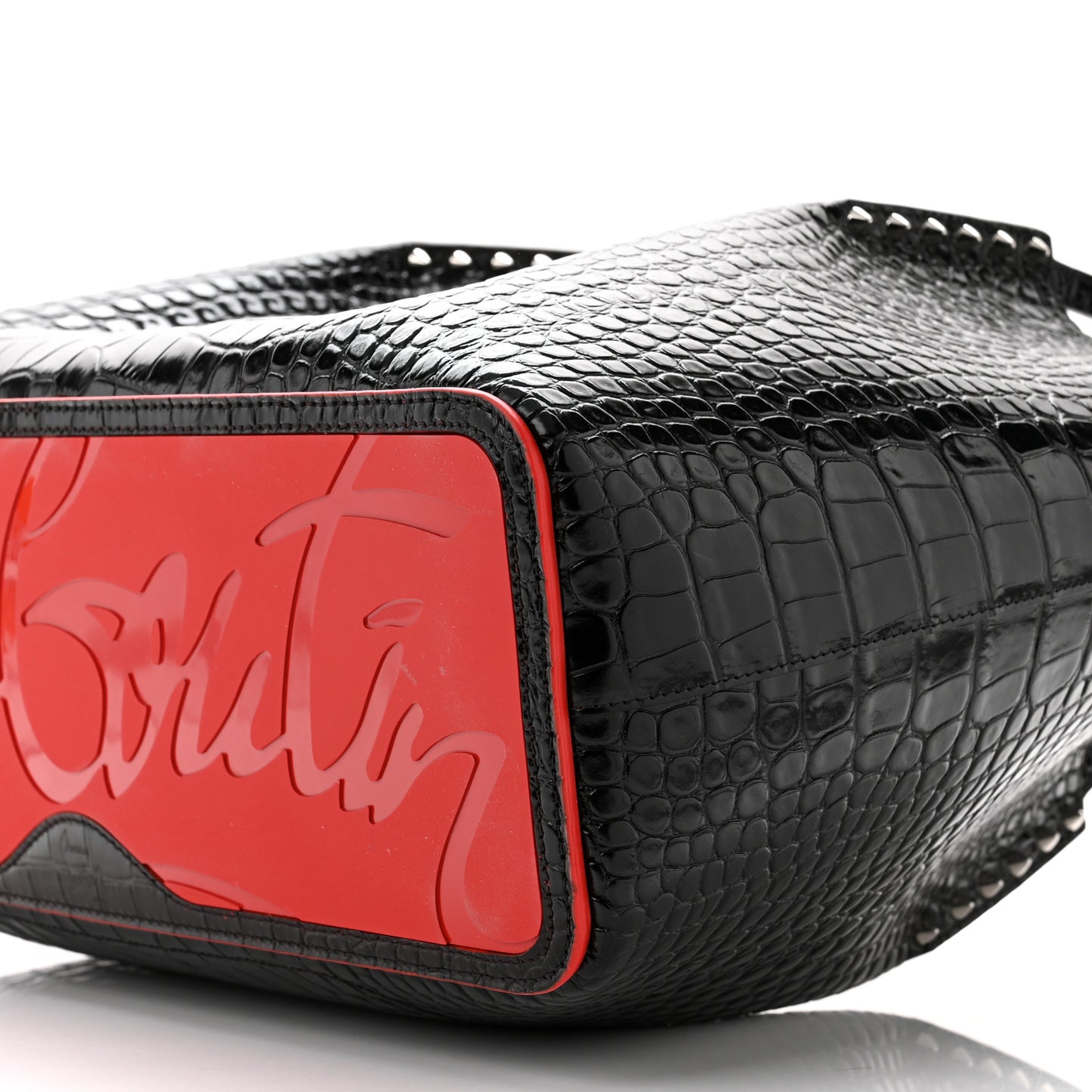 Calfskin Crocodile Embossed Spikes Large Cabarock Black