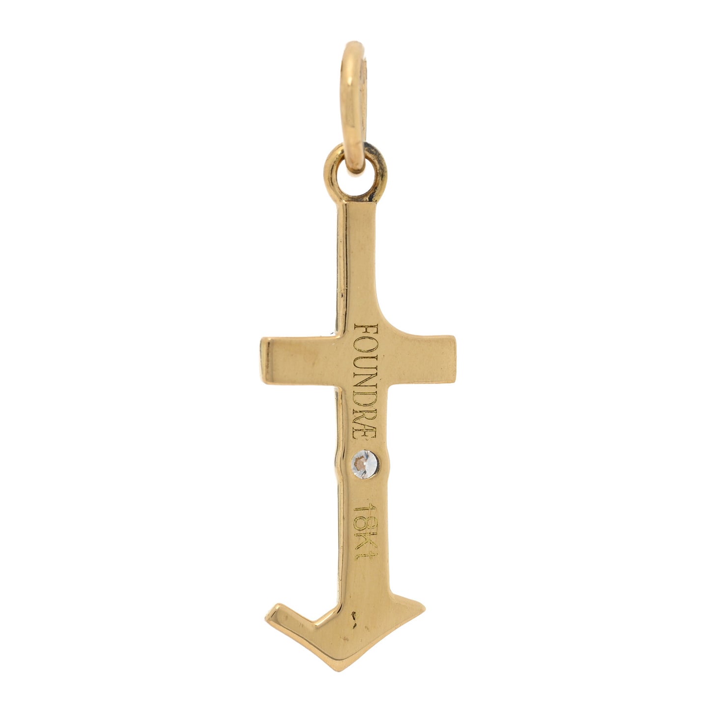 18K Yellow Gold Diamond Enamel Point Initial T Charm Blue