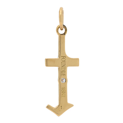 Foundrae 18K Yellow Gold Diamond Enamel Point Initial T Charm Blue 3 of 4