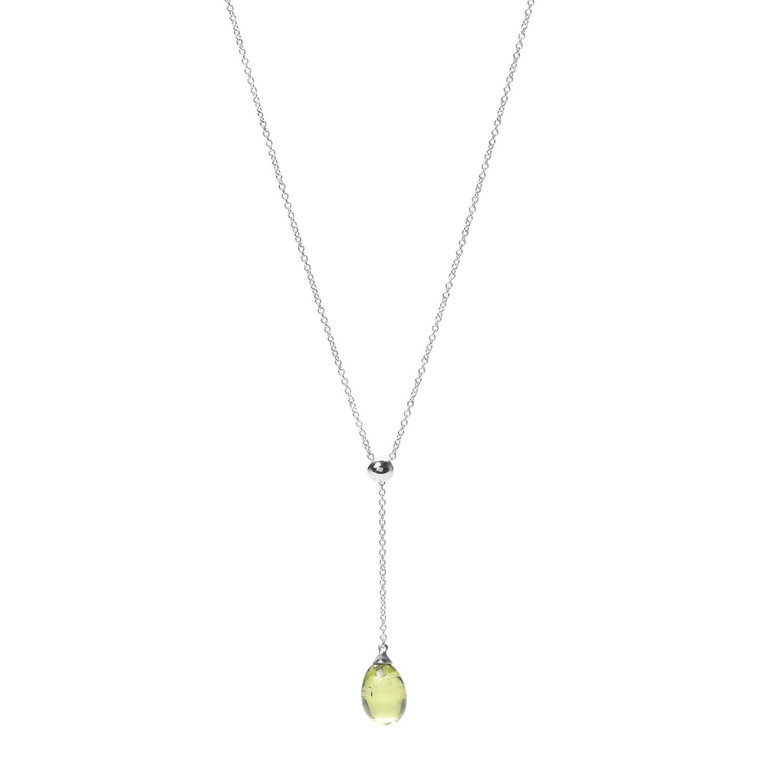 Tiffany 18K White Gold Peridot Rainbow Drops Pendant Necklace 1 of 5