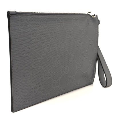 Gucci Calfskin GG Tennis Embossed Wristlet Pouch Grey 3 of 8