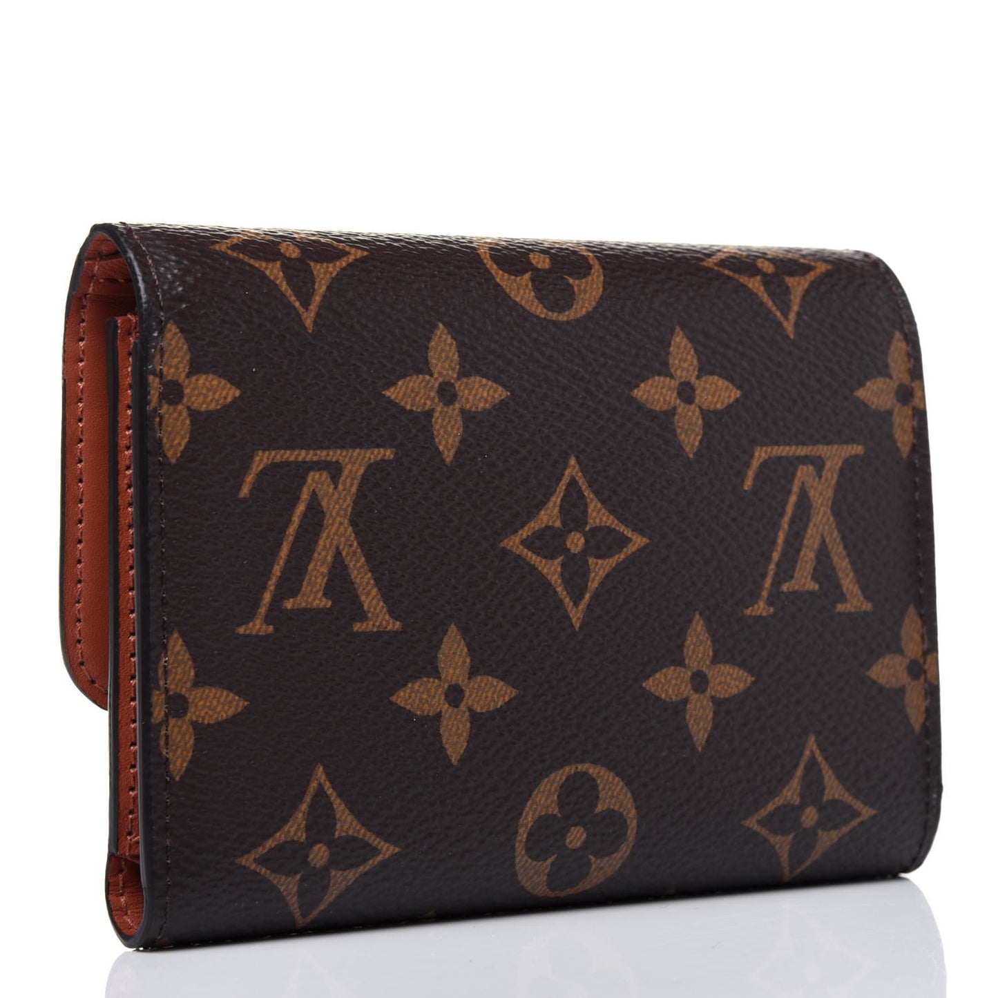 Monogram Flower Lock Compact Wallet Caramel