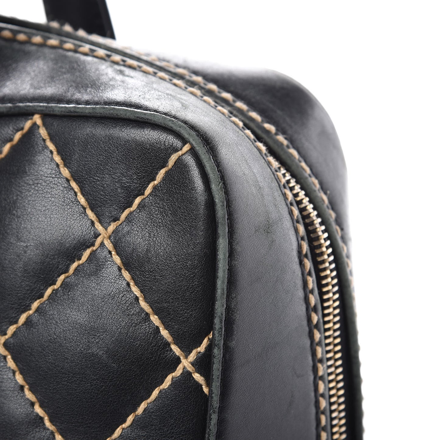 Calfskin Wild Stitch Top Handle Bag Black