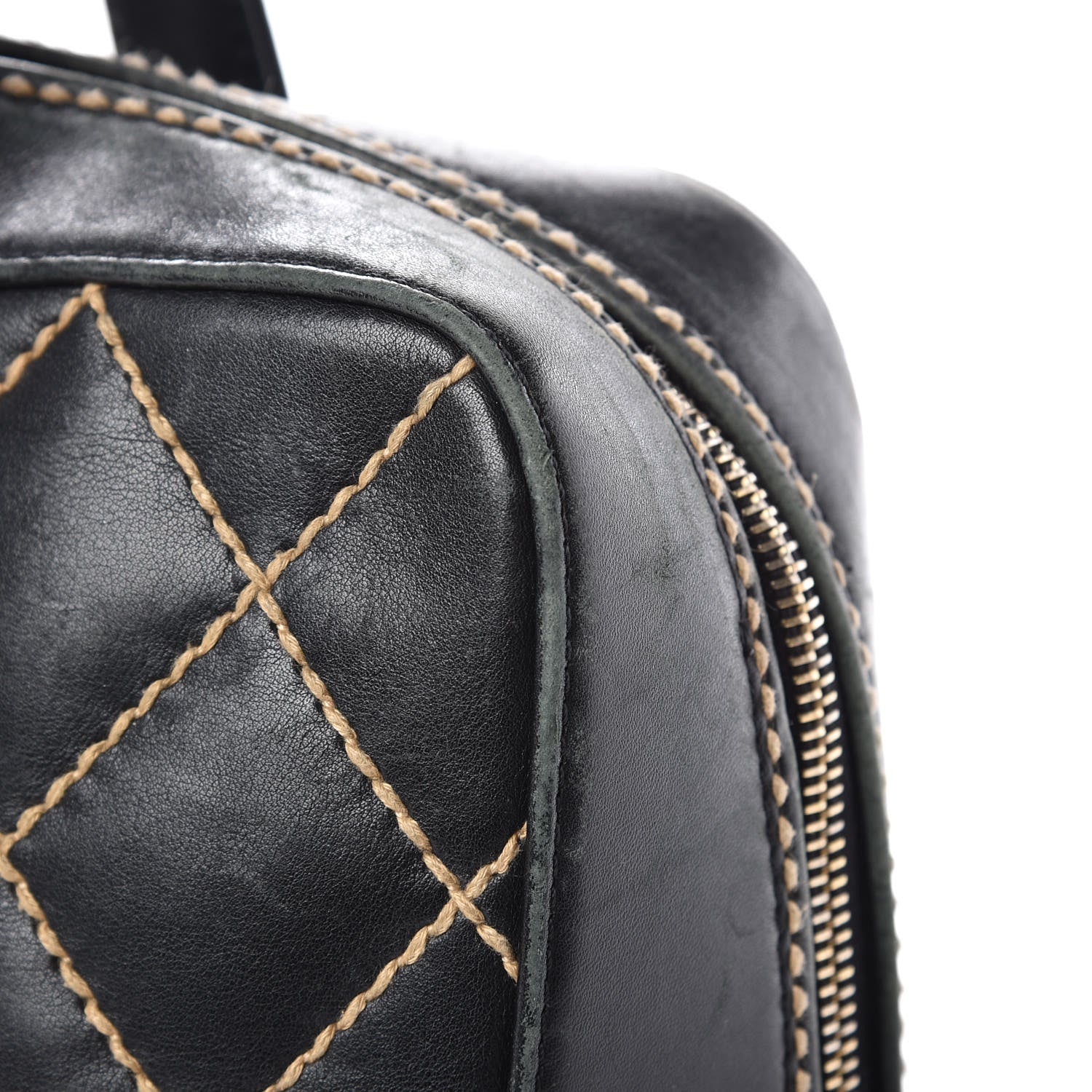 Chanel Calfskin Wild Stitch Top Handle Bag Black 13 of 17