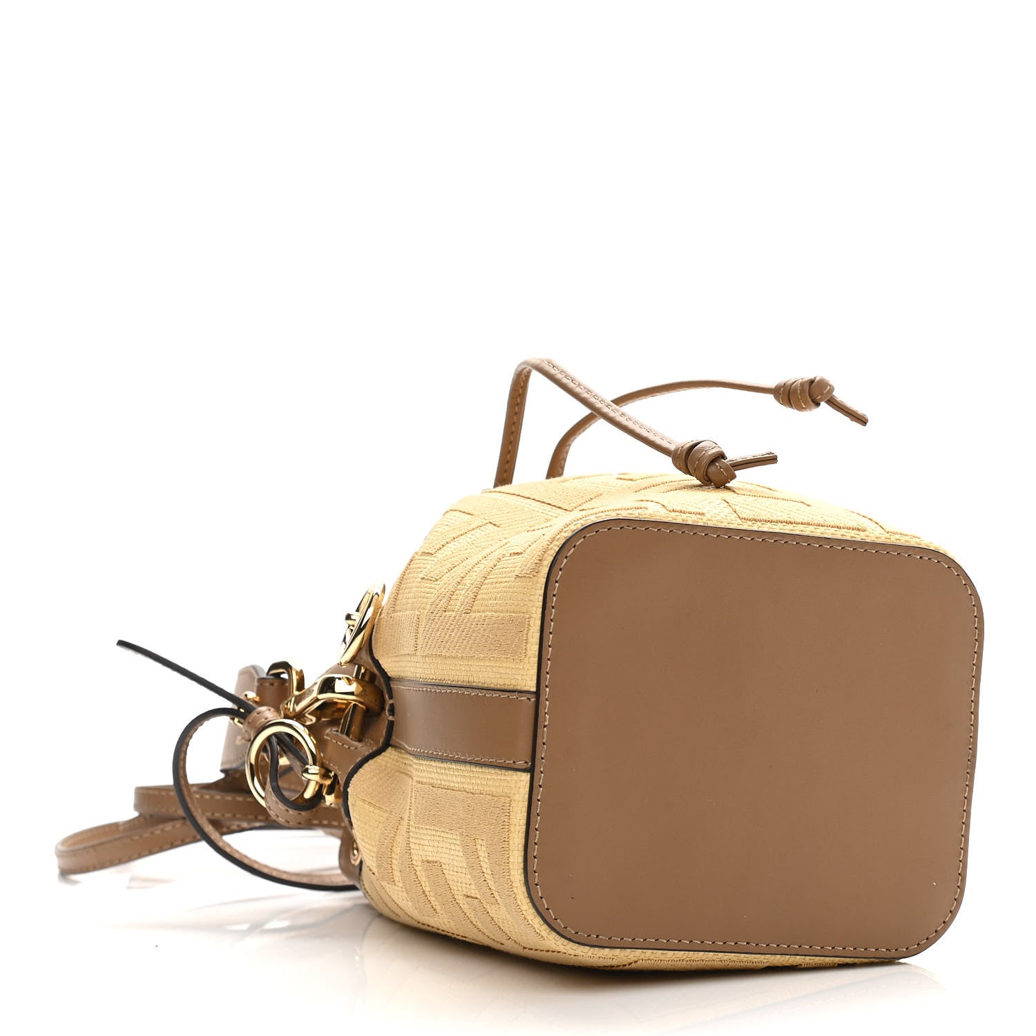 Fendi Raffia Vitello King Lucido F is Fendi FF Embroidered Mini Mon Tresor Bucket Bag Grano Sand 4 of 13