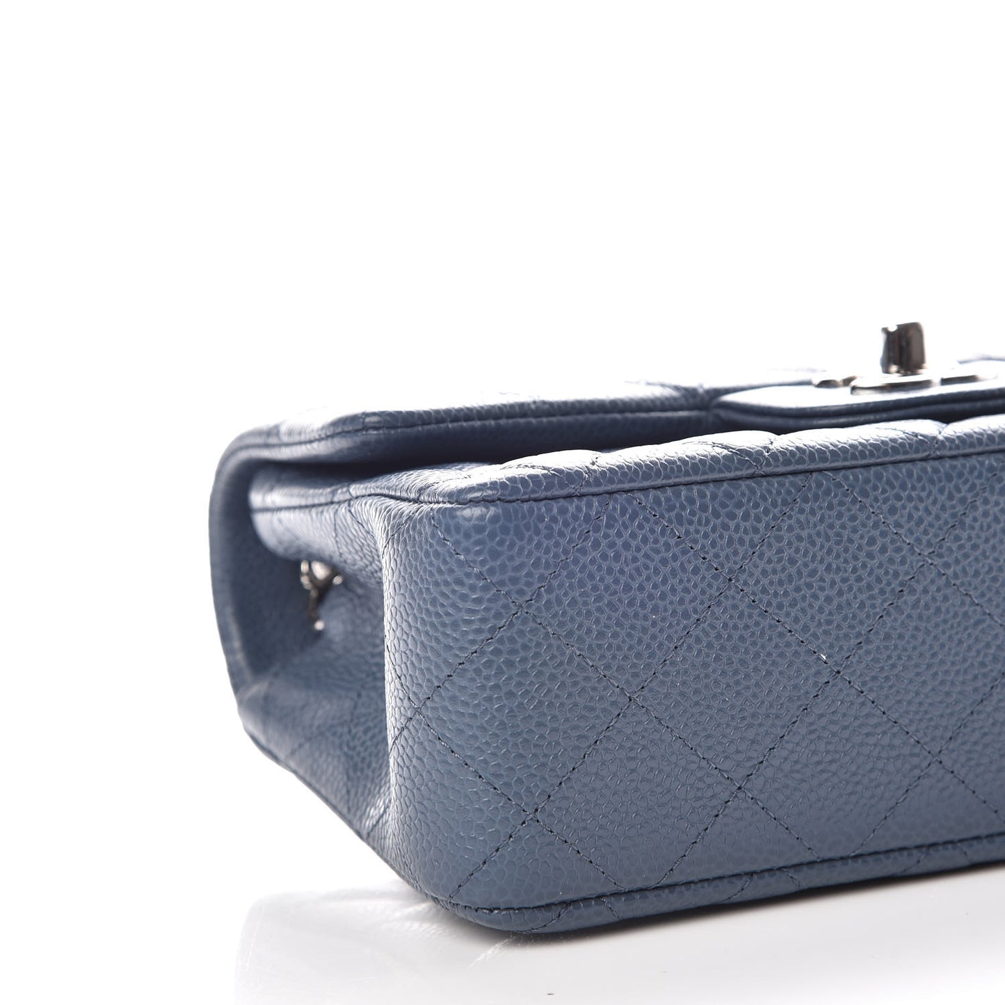 Caviar Quilted Mini Rectangular Flap Blue