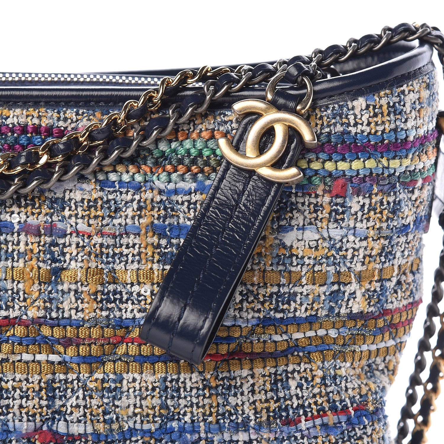 Chanel Tweed Calfskin Medium Gabrielle Hobo Blue 8 of 13