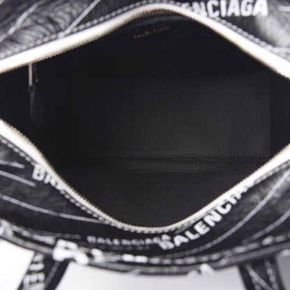 Balenciaga Agneau Arena Logo Multicolor Print XS Bazar Shopper Tote Black White 4 of 8