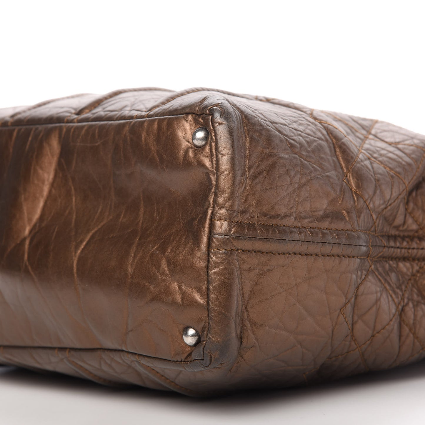Metallic Aged Calfskin Large Shopping In Moscow Tote Bronze