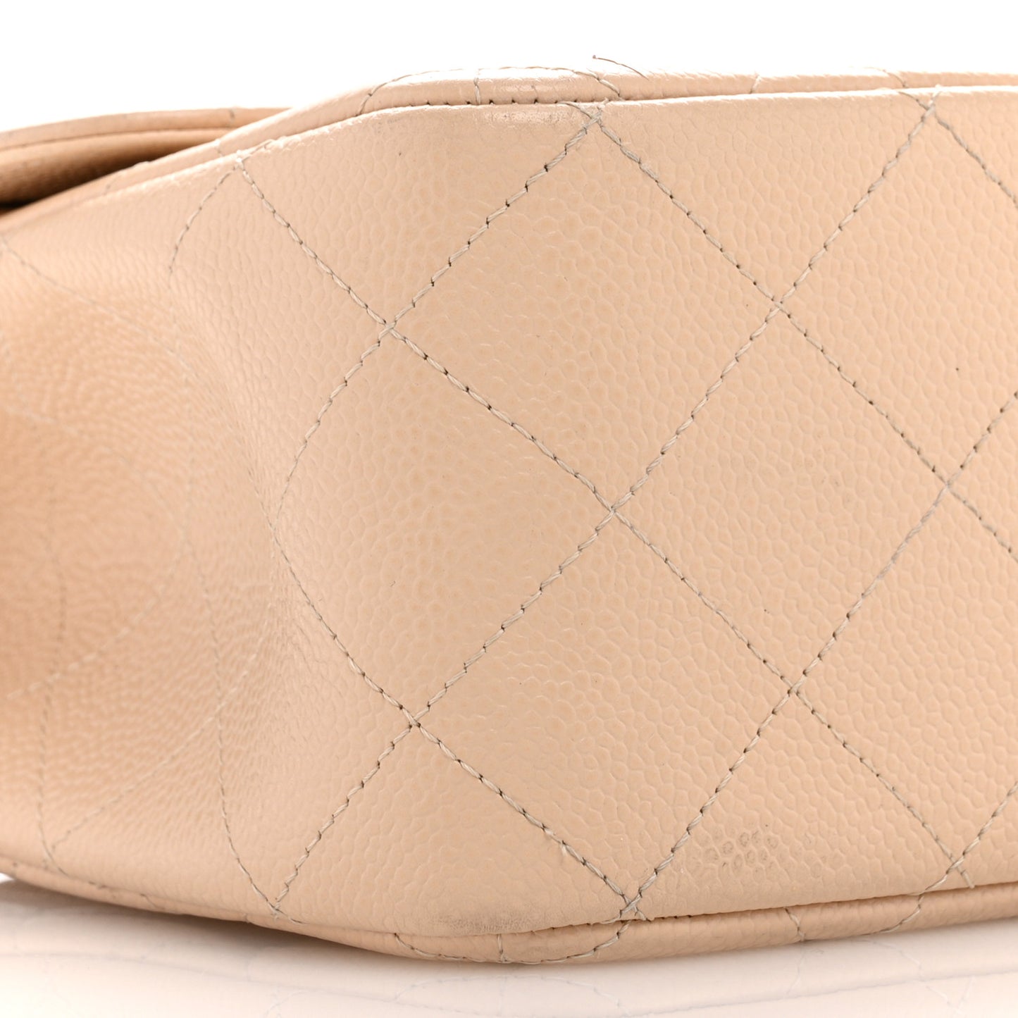 Caviar Quilted Jumbo Double Flap Beige