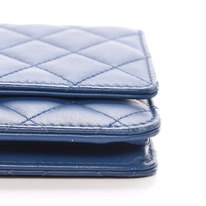 Chanel Lambskin Quilted Trendy CC Wallet On Chain WOC Blue 10 of 13