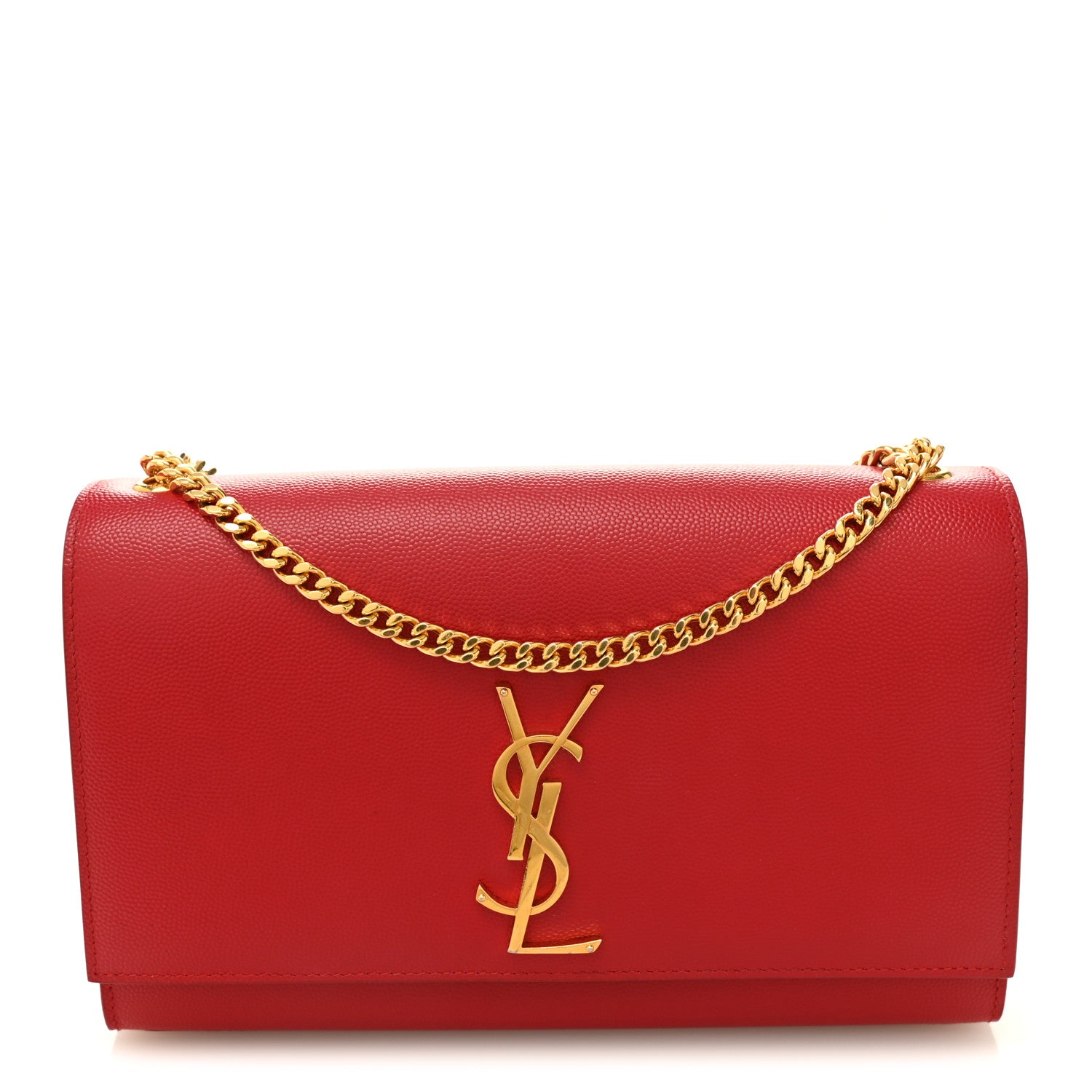 Saint Laurent Grain De Poudre Medium Monogram Kate Satchel Red 1 of 9