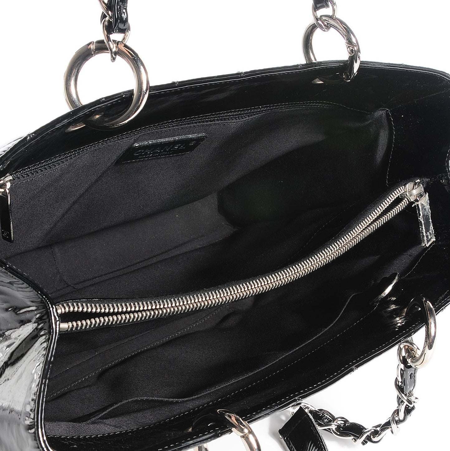 Patent Quilted Grand Shopping Tote GST Black
