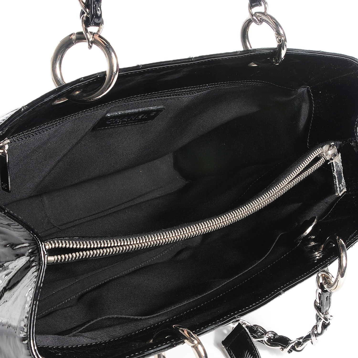 Chanel Patent Quilted Grand Shopping Tote GST Black 6 of 8