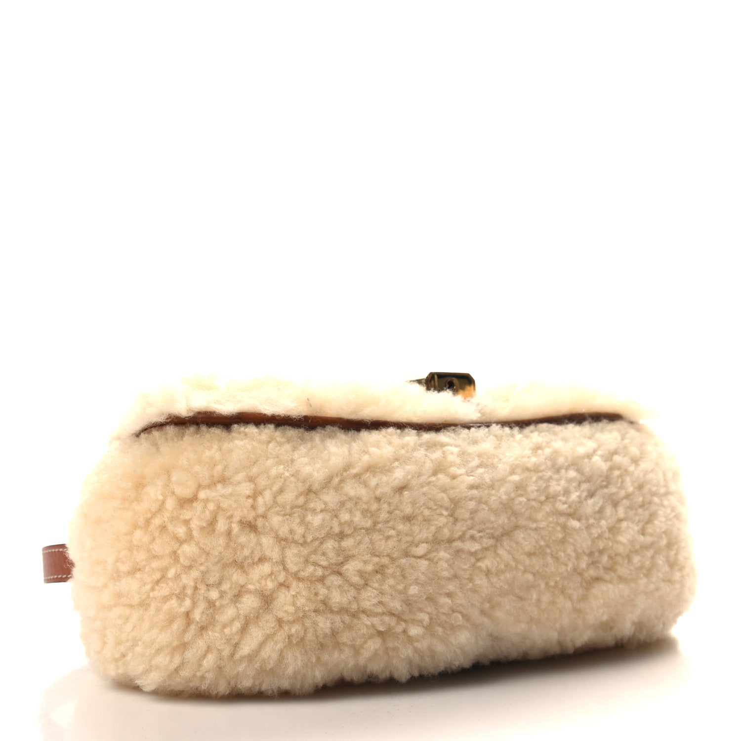 Celine Shearling Smooth Calfskin Tabou Clutch on Strap Natural Tan 4 of 10