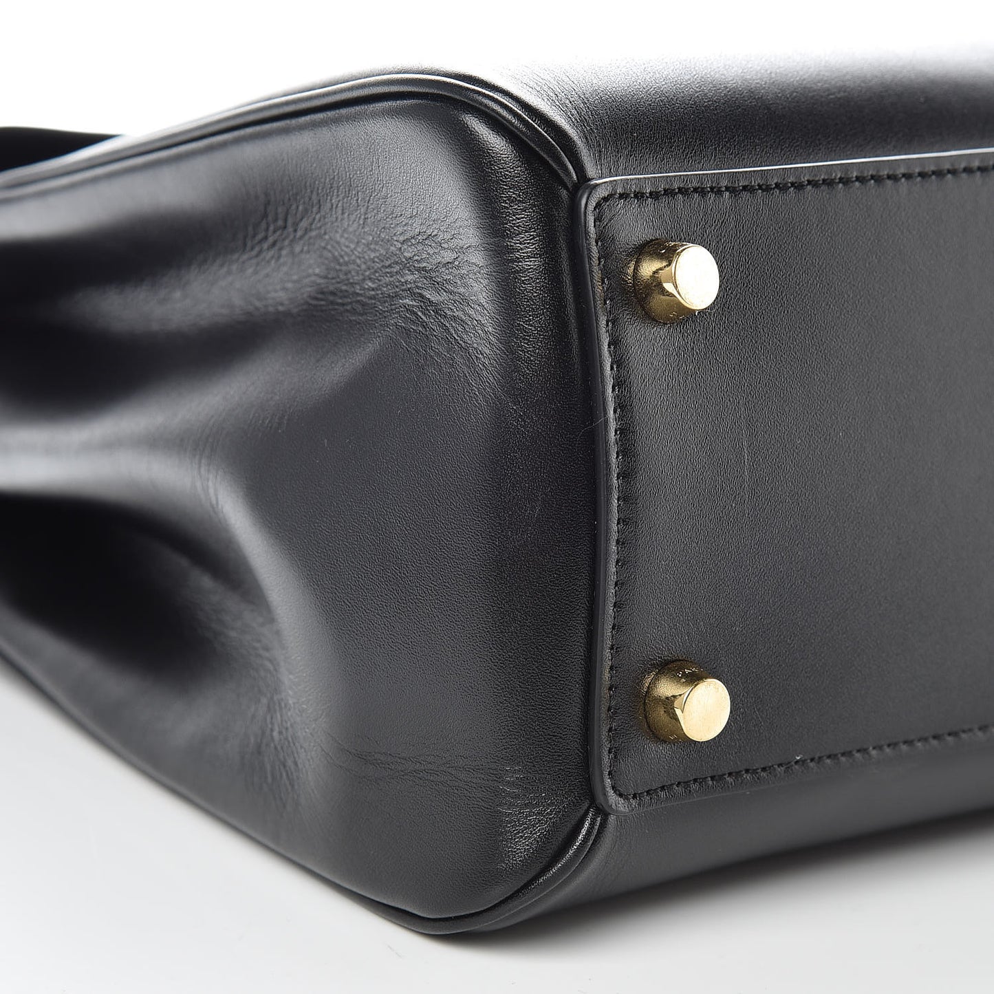 Satinated Calfskin Medium 16 Top Handle Bag Black