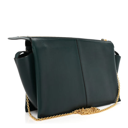 Celine Smooth Calfskin Tri-Fold Clutch on Chain Bottle Green 3 of 18