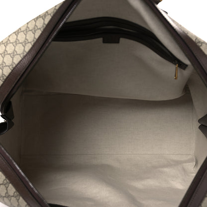 Gucci GG Supreme Monogram Textured Dollar Calfskin Web Large Savoy Duffle Bag Beige Ebony New Acero 4 of 7