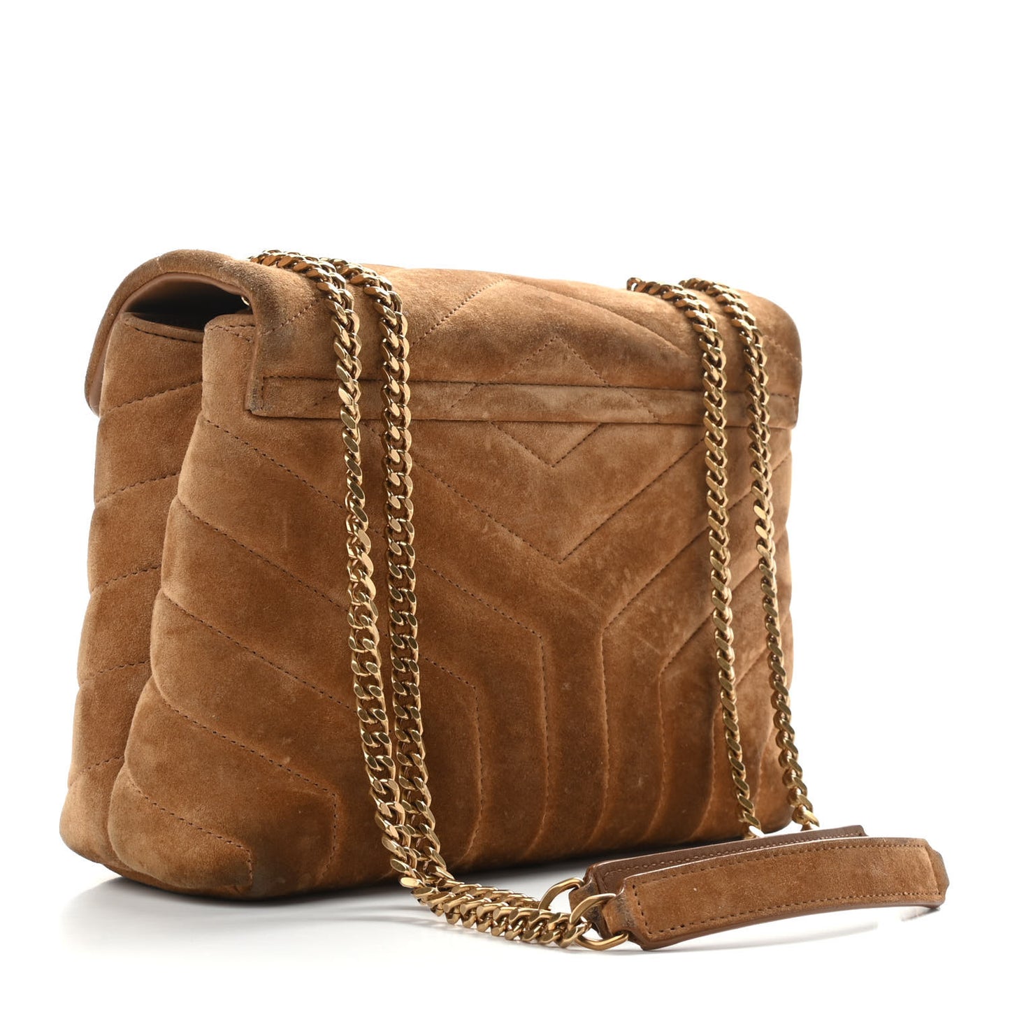 Suede Calfskin Y Quilted Monogram Small Loulou Chain Satchel Cinnamon
