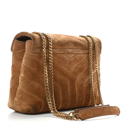 Saint Laurent Suede Calfskin Y Quilted Monogram Small Loulou Chain Satchel Cinnamon 3 of 13