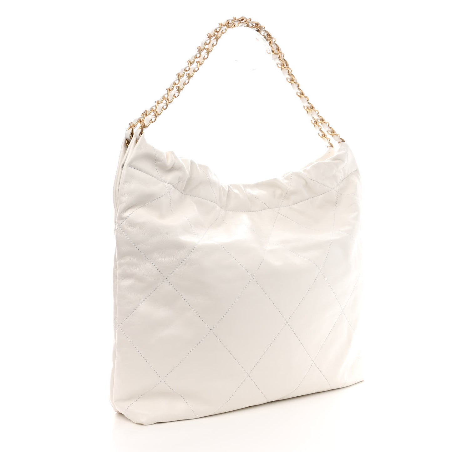 Shiny Calfskin Quilted Chanel 22 White
